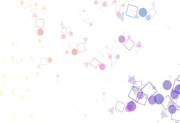Light Multicolor vector backdrop with lines, circles, rhombus.