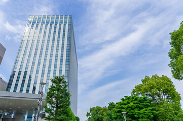 東京都港区お台場から見たビルと空