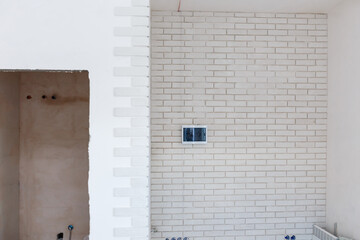 White brick wall, perfect as a background, square photograph