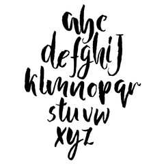 Hand drawn font made by dry brush strokes. Grunge style alphabet.