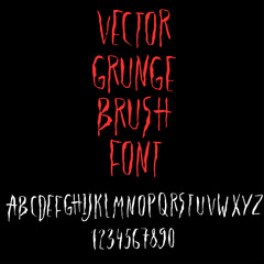 Modern brush line art lettering. Grunge handdrawn font. Vector illustration.