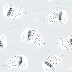 Foto op geborsteld aluminium Olifant Naadloze patroon met schattige moeder en olifanten. Creatieve kinderachtige textuur. Geweldig voor stof, textiel vectorillustratie