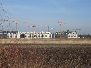 Białe domy i dźwigi © TK_Office