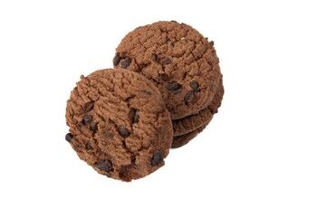 chocolate chip cookies isolated on white background