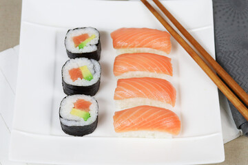 assiette de sushi et maki