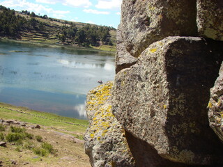 Chullpas (Burial towers) of Sillustani at Lake Umayo (Puno, Peru)