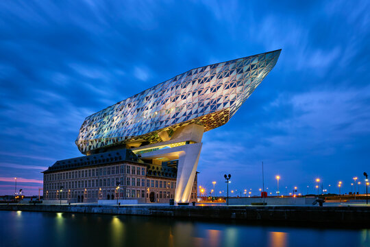 Port authority house (Porthuis) designed by famous Zaha Hadid Architects. Antwerp, Belgium