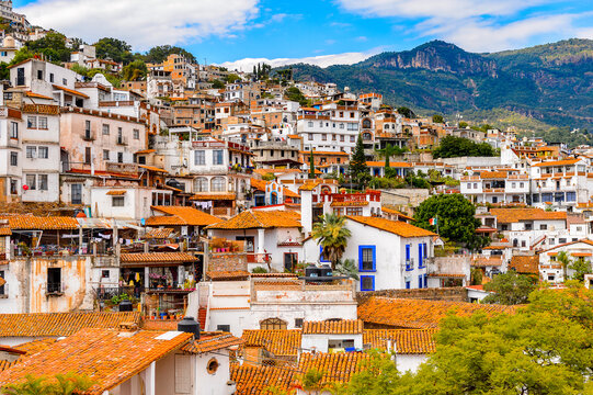 Aerial view of Taxco, Mexico. The town is known because of its Silver products