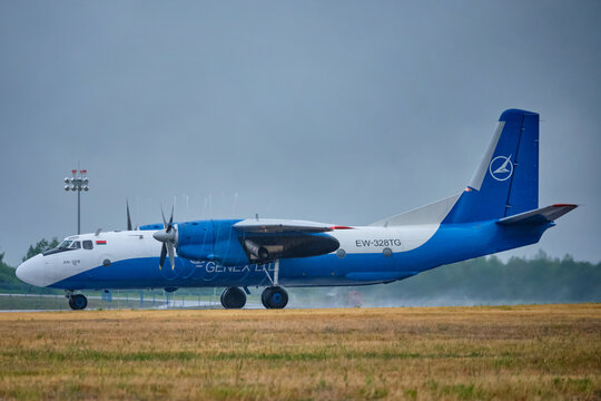 Air plane in National Airport Minsk, Belarus