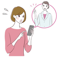 online consultation with woman doctor on internet with smart phone, healthcare concept