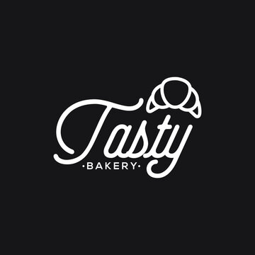 minimalist typography bakery cake logo design