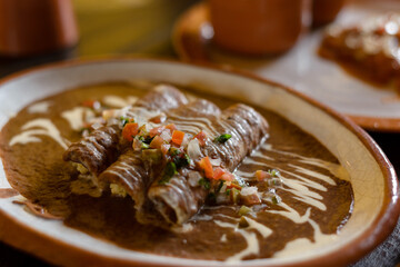 Mexican cuisine dishes at a Mexican restaurant 