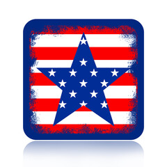 American flag styled grunge icon isolated on white background