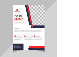 Red Flyer Template Design Brochure Annual Report, Magazine, Poster, Corporate Presentation Collection, Portfolio,Shape Vector Illustration