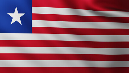 Large Flag of Liberia fullscreen background in the wind