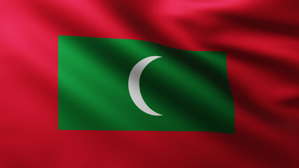 Large Flag of Maldives Islands fullscreen background in the wind