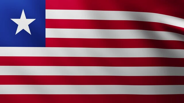 Large Flag of Liberia fullscreen background fluttering in the wind