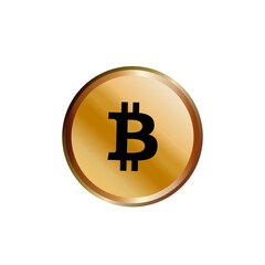 Golden bitcoin coin. Crypto currency golden coin bitcoin symbol isolated on white background. Futuristic digital money, vector illustration.