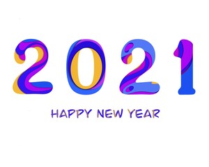 Happy new year 2021. Abstract 3d paper carve greating card for winter holidays. template design. Banner