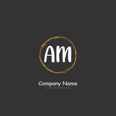 A M AM Initial handwriting and signature logo design with circle. Beautyful design handwritten logo for fashion, team, wedding, luxury logo.