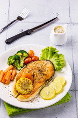 Salmon steak healthy tasty food