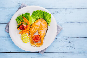 Salmon steak healthy tasty food