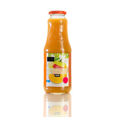 Juice in the glass bottle mock-up isolated on white background