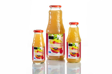 Juice in the glass bottle mock-up isolated on white background