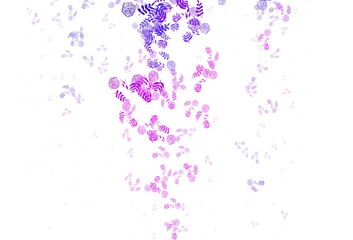 Light Pink, Blue vector elegant wallpaper with leaves, flowers.