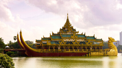 It's The Floating Barge, Karaweik Hall, Yangon, the former capital of Myanmar.