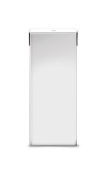 Blank carton packaging for containing milk or juice front view isolated on white background