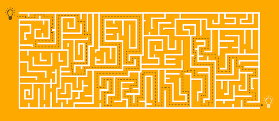 Vector Square Maze - A labyrinth with a solution included in the Black & Red, an idea-finding and education game for coordination, problem solving, testing, decision-making skills.