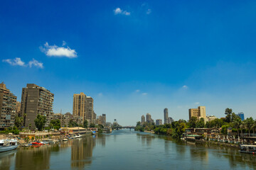 Fototapeta na wymiar the river Nile in Egypt against the background of the city of Cairo