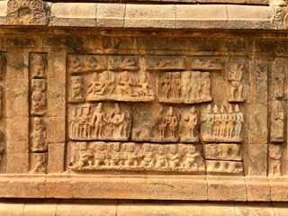 Bas relief on the wall of Brihadeeswarar temple in Thanjavur, Tamil nadu