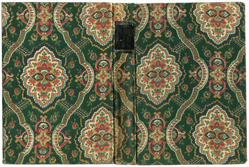 Vintage open book cover in canvas with floral ornaments