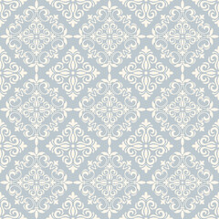 Seamless oriental ornamental pattern. Vector laced decorative background with floral and geometric ornament. Repeating geometric tiles with mandala. Indian or Arabic motive. Boho festival style. - 359022756