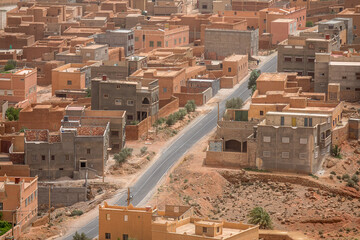 Bird's eye view of a typical Moroccan village in the desert. - 359022781