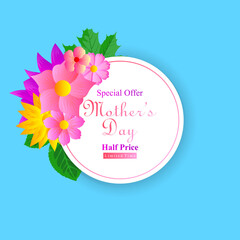 mother day greeting card with flowers vector illustration for social media advertisement and promotion