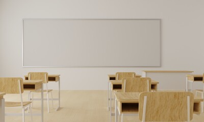 empty classroom 3D rendering 