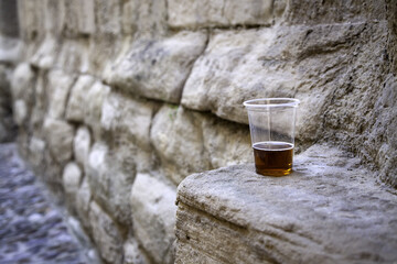 Beer glass on street