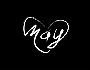 May Lettering Text on black background in vector illustration