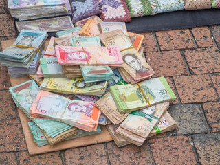 Stack of Worthless Venezuelan currency