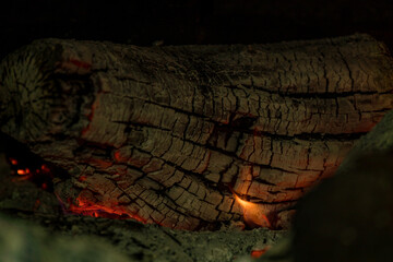 Burning coals from a fire abstract background