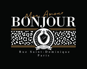 Graphic for t-shirt print and design with slogan, symbols and wild pattern. © NINA