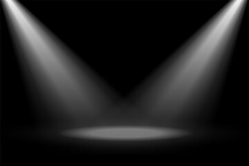 abstract stage spotlight focus on black background