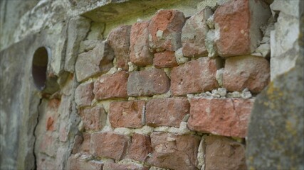 Old brickwork. Brick laying of the 18th century. Buildings made of 18th-century brick. Old brickwork at the 18th century building