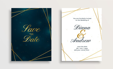 creative royal golden line wedding invitation card design