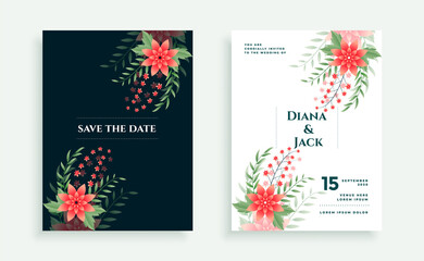 flower style wedding invitation card design template