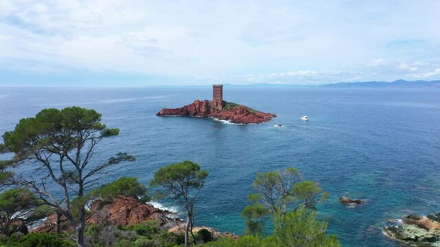France, Cote d'azur, Var, Aerial view of cap Esterel located near Saint Raphael