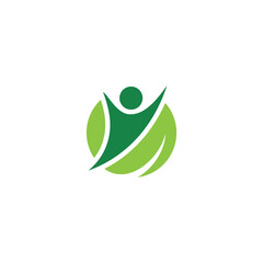 Healthy People and Leaf logo / icon design